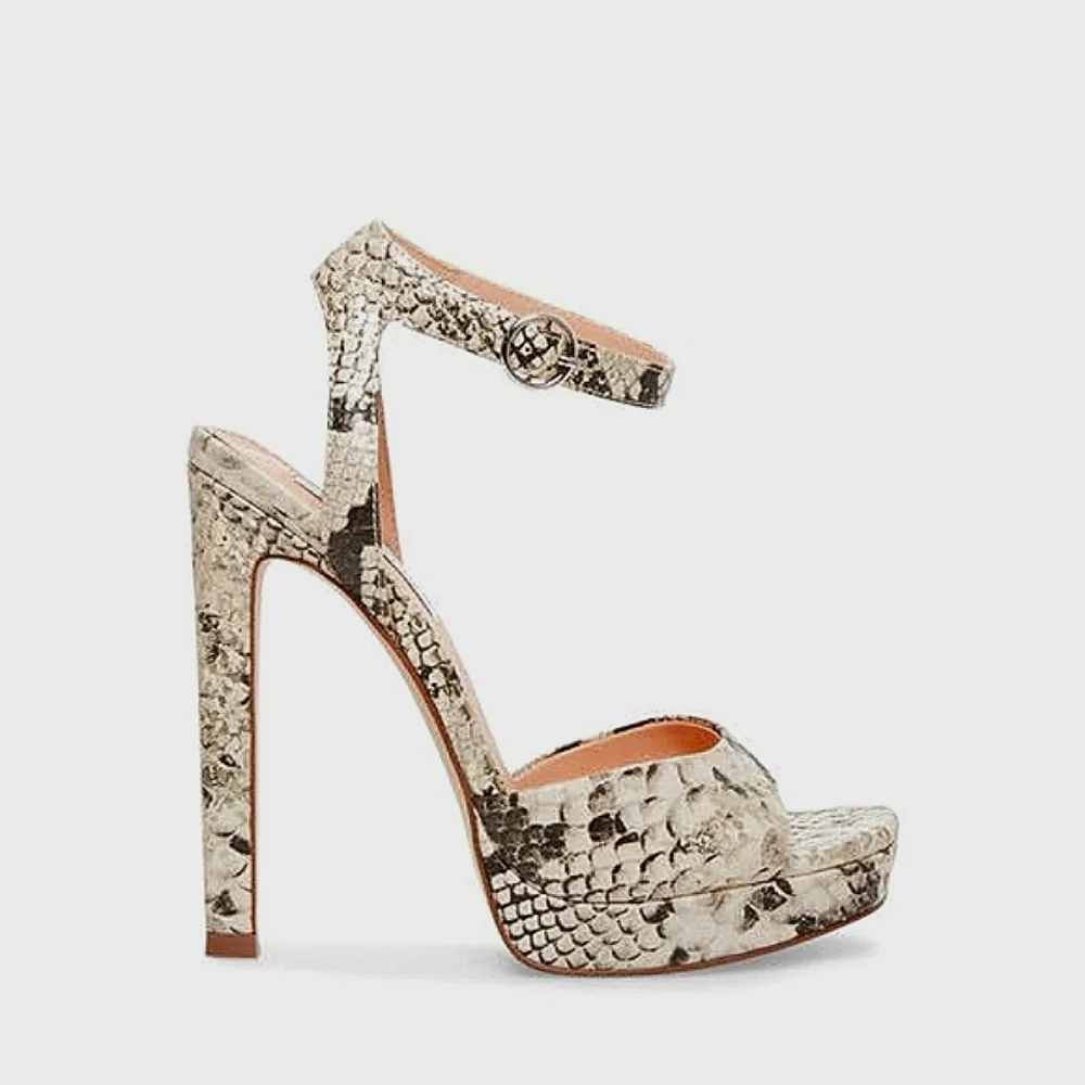 Steve Madden Luv Gold Snake Platform Ankle Strap Heels - Picture 2 of 13